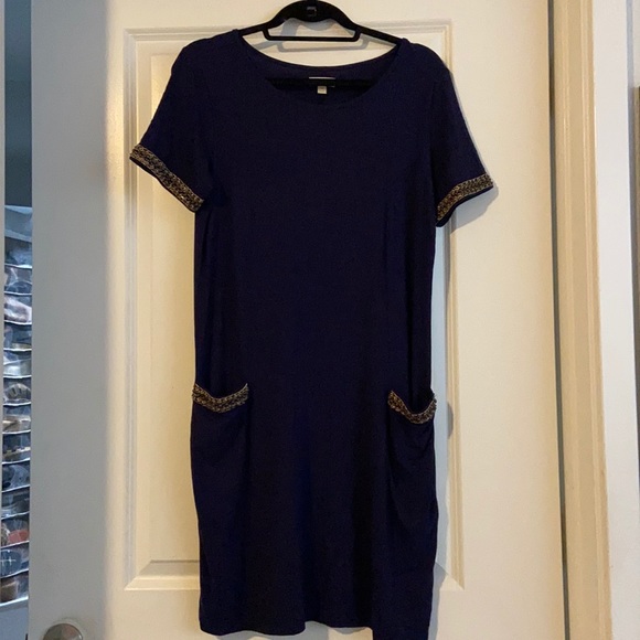 Navy Midi Dress perfect for work with sequence - Picture 1 of 3